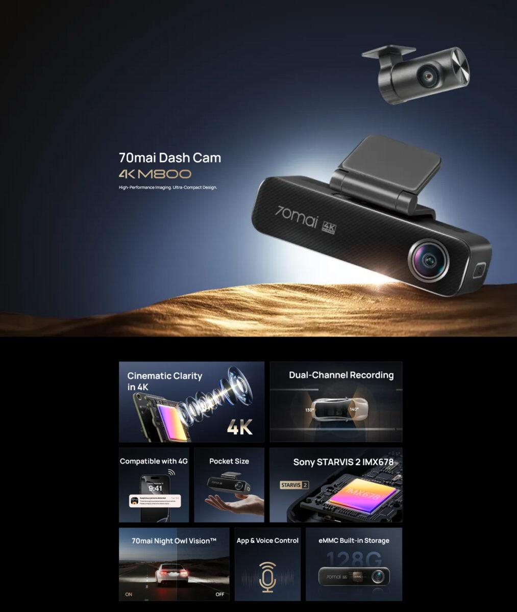 70mai M800 Dash Cam 128GB + RC14 - set - Slika 6